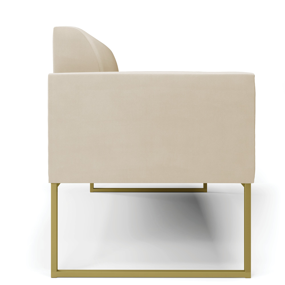 Sofá Namoradeira Base Industrial Dourado Marisa Suede D03 - D'Rossi