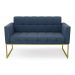 Sofá Namoradeira Elisa Suede Azul Marinho Base Metálica Industrial Dourada - D'Rossi