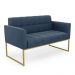 Sofá Namoradeira Elisa Suede Azul Marinho Base Metálica Industrial Dourada - D'Rossi