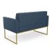 Sofá Namoradeira Elisa Suede Azul Marinho Base Metálica Industrial Dourada - D'Rossi