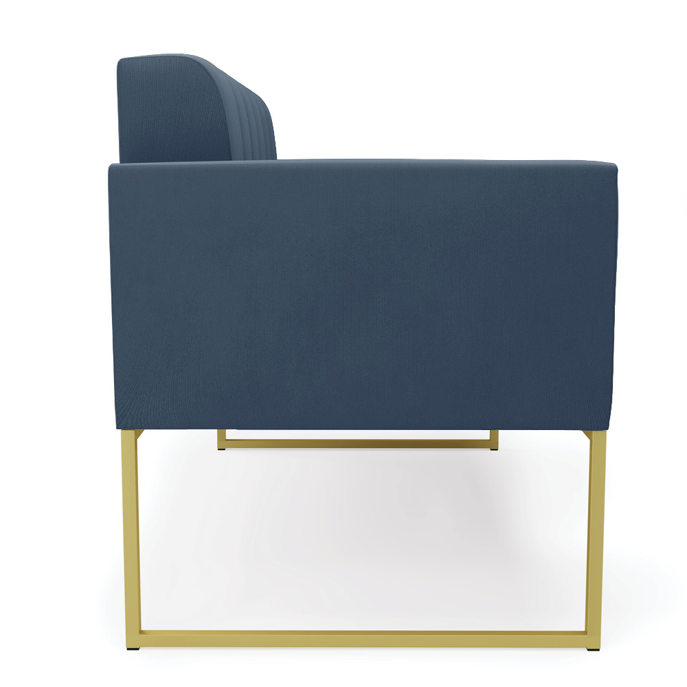 Sofá Namoradeira Elisa Suede Azul Marinho Base Metálica Industrial Dourada - D'Rossi