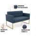 Sofá Namoradeira Elisa Suede Azul Marinho Base Metálica Industrial Dourada - D'Rossi