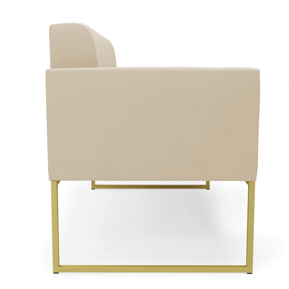 Sofá Namoradeira Elisa Suede Base Metálica Industrial Dourada - D'Rossi