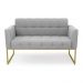 Sofá Namoradeira Elisa Suede Cinza Base Metálica Industrial Dourada - D'Rossi