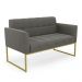 Sofá Namoradeira Elisa Suede Grafite Base Metálica Industrial Dourada - D'Rossi