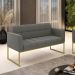 Sofá Namoradeira Elisa Suede Grafite Base Metálica Industrial Dourada - D'Rossi