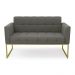 Sofá Namoradeira Elisa Suede Grafite Base Metálica Industrial Dourada - D'Rossi