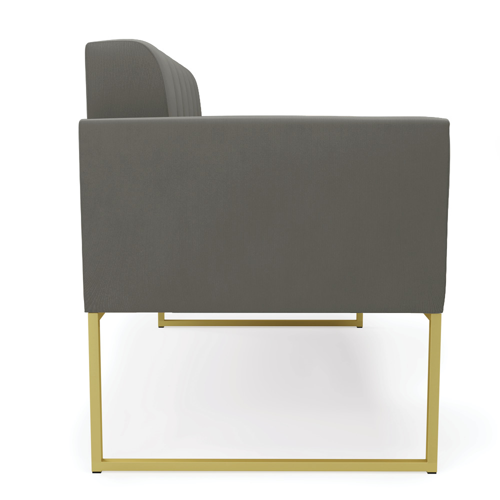 Sofá Namoradeira Elisa Suede Grafite Base Metálica Industrial Dourada - D'Rossi
