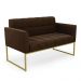 Sofá Namoradeira Elisa Suede Marrom Base Metálica Industrial Dourada - D'Rossi
