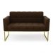 Sofá Namoradeira Elisa Suede Marrom Base Metálica Industrial Dourada - D'Rossi