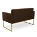 Sofá Namoradeira Elisa Suede Marrom Base Metálica Industrial Dourada - D'Rossi