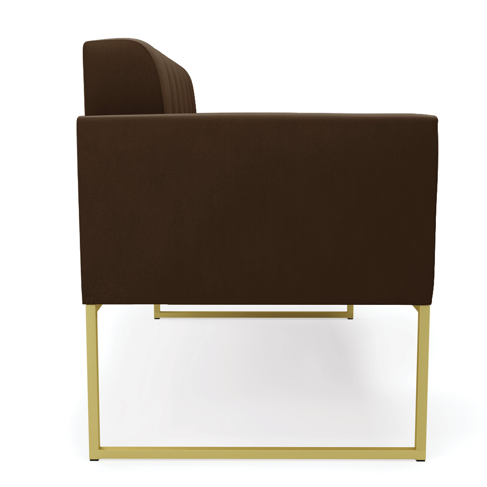 Sofá Namoradeira Elisa Suede Marrom Base Metálica Industrial Dourada - D'Rossi