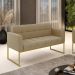 Sofá Namoradeira Elisa Suede Marrom Rato Base Metálica Industrial Dourada - D'Rossi