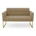 Sofá Namoradeira Elisa Suede Marrom Rato Base Metálica Industrial Dourada - D'Rossi