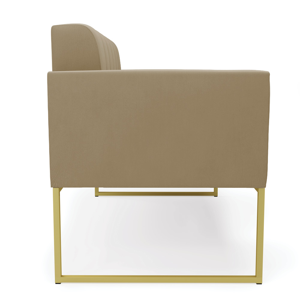 Sofá Namoradeira Elisa Suede Marrom Rato Base Metálica Industrial Dourada - D'Rossi