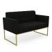 Sofá Namoradeira Elisa Suede Preto Base Metálica Industrial Dourada - D'Rossi