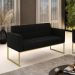 Sofá Namoradeira Elisa Suede Preto Base Metálica Industrial Dourada - D'Rossi