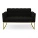 Sofá Namoradeira Elisa Suede Preto Base Metálica Industrial Dourada - D'Rossi