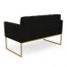 Sofá Namoradeira Elisa Suede Preto Base Metálica Industrial Dourada - D'Rossi