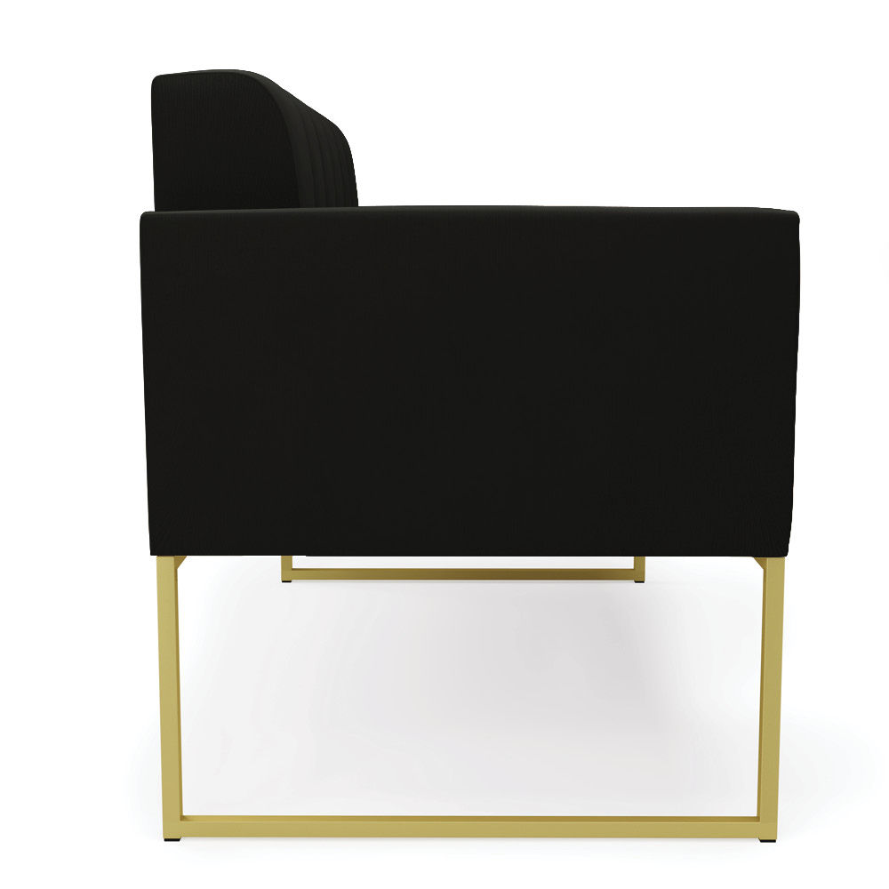 Sofá Namoradeira Elisa Suede Preto Base Metálica Industrial Dourada - D'Rossi