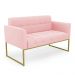 Sofá Namoradeira Elisa Suede Rosa Bebê Base Metálica Industrial Dourada - D'Rossi