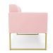 Sofá Namoradeira Elisa Suede Rosa Bebê Base Metálica Industrial Dourada - D'Rossi