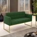 Sofá Namoradeira Elisa Suede Verde Base Metálica Industrial Dourada - D'Rossi