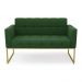 Sofá Namoradeira Elisa Suede Verde Base Metálica Industrial Dourada - D'Rossi