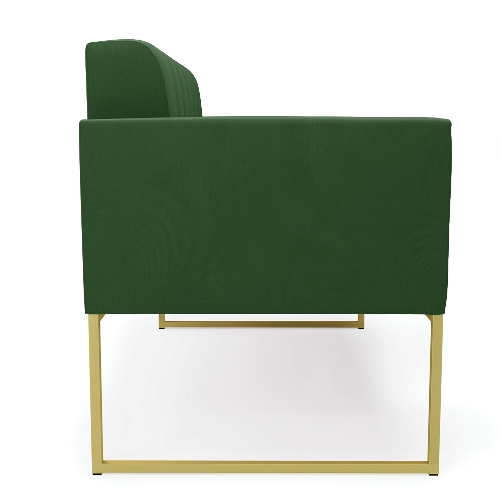 Sofá Namoradeira Elisa Suede Verde Base Metálica Industrial Dourada - D'Rossi