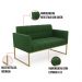 Sofá Namoradeira Elisa Suede Verde Base Metálica Industrial Dourada - D'Rossi