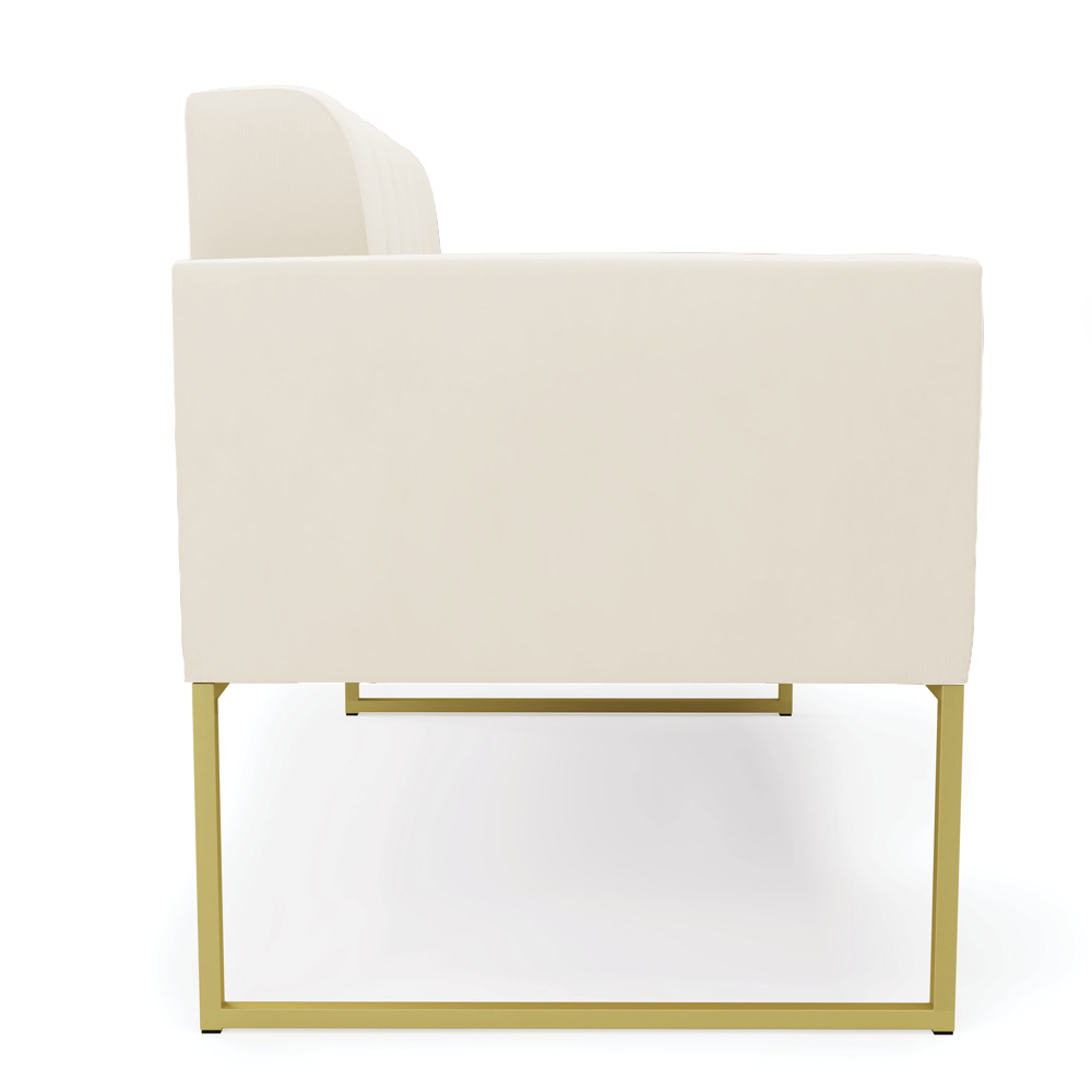 Sofá Namoradeira Elisa Veludo Base Metálica Industrial Dourado - D'Rossi