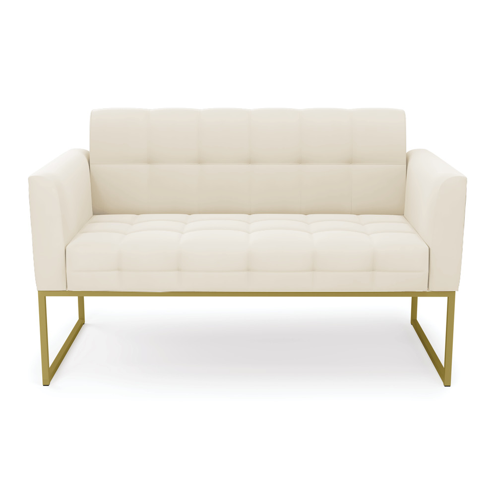 Sofá Namoradeira Elisa Veludo Base Metálica Industrial Dourado - D'Rossi