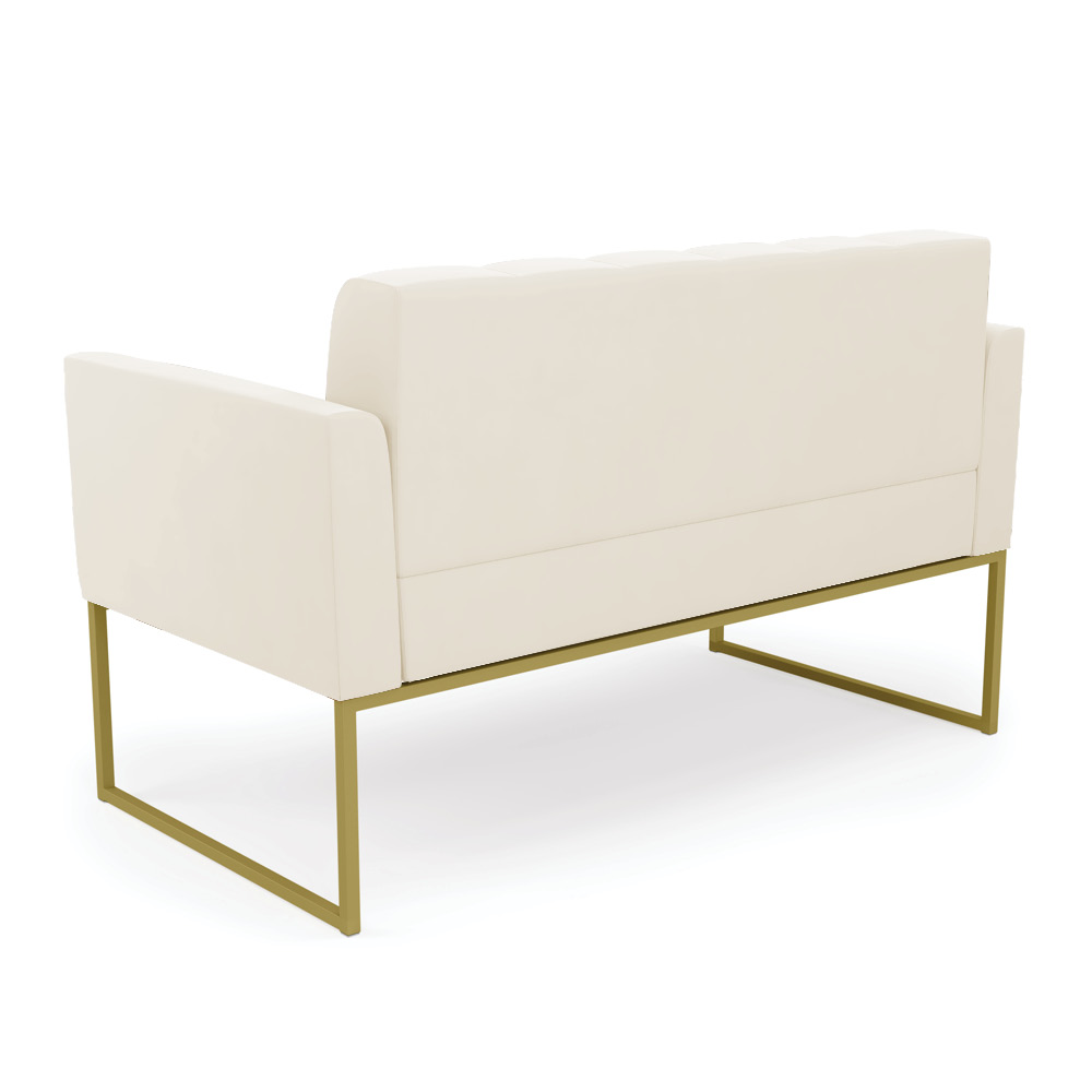 Sofá Namoradeira Elisa Veludo Base Metálica Industrial Dourado - D'Rossi