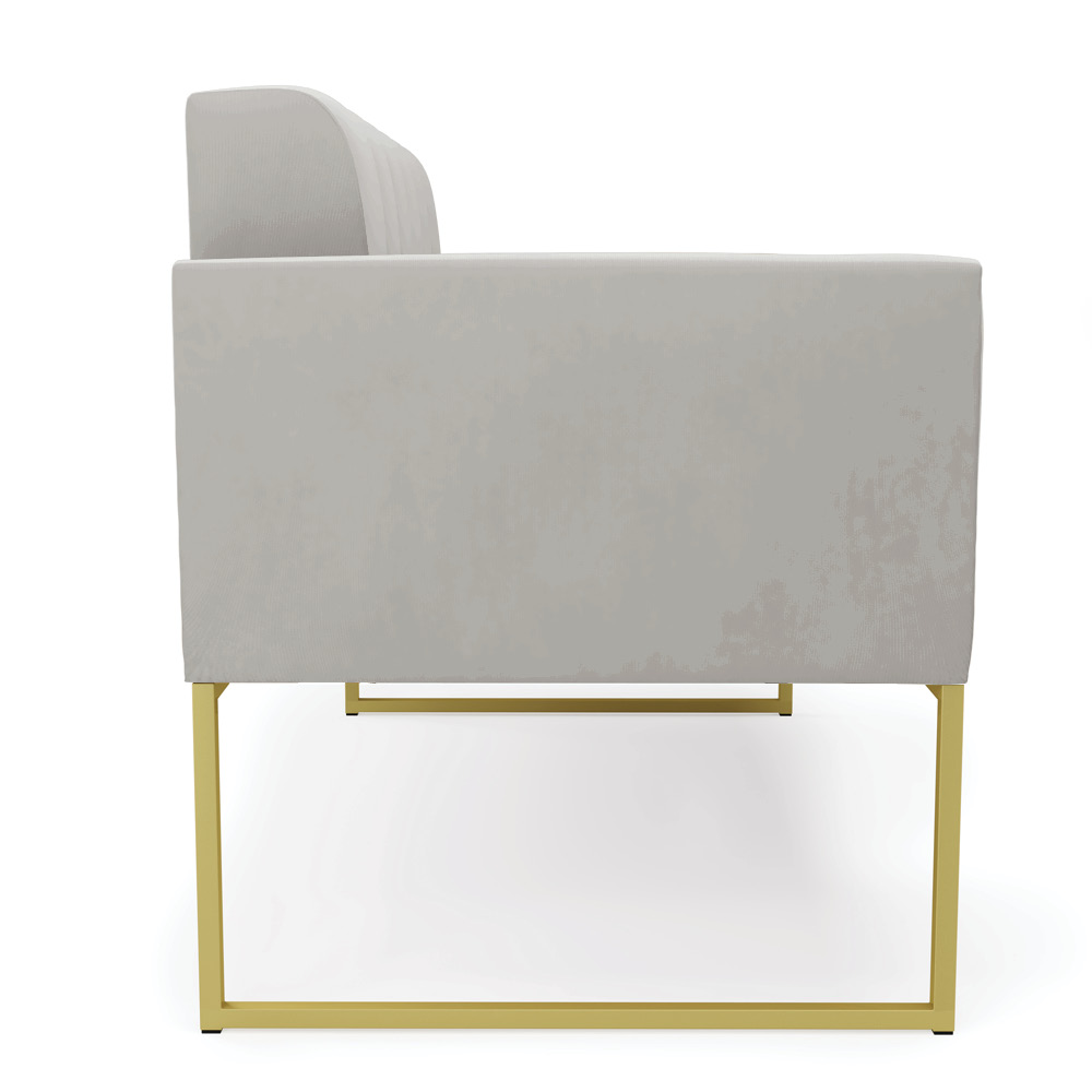 Sofá Namoradeira Elisa Veludo Cinza Base Metálica Industrial Dourado - D'Rossi