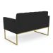 Sofá Namoradeira Elisa Veludo Preto Base Metálica Industrial Dourado - D'Rossi