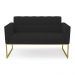 Sofá Namoradeira Elisa Veludo Preto Base Metálica Industrial Dourado - D'Rossi