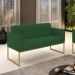 Sofá Namoradeira Elisa Veludo Verde Base Metálica Industrial Dourado - D'Rossi