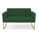 Sofá Namoradeira Elisa Veludo Verde Base Metálica Industrial Dourado - D'Rossi