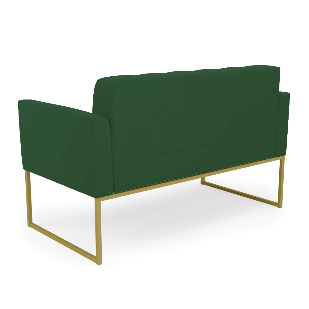 Sofá Namoradeira Elisa Veludo Verde Base Metálica Industrial Dourado - D'Rossi