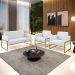 Sofá Namoradeira com 2 Poltronas Base Industrial Alta Dourado Marisa Corino Branco D03 - D?Rossi