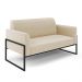 Sofá Namoradeira com 2 Poltronas Base Industrial Alta Preto Marisa Suede Bege D03 - D?Rossi
