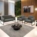Sofá Namoradeira com 2 Poltronas Base Industrial Alta Preto Marisa Suede Grafite D03 - D?Rossi