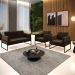 Sofá Namoradeira com 2 Poltronas Base Industrial Alta Preto Marisa Suede Marrom D03 - D?Rossi