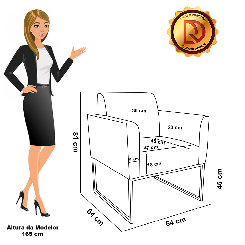 Sofá Namoradeira com 2 Poltronas Base Industrial Dourado Marisa Linho D03 - D'Rossi