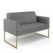 Sofá Namoradeira com 2 Poltronas Base Industrial Dourado Marisa Linho Grafite A26 D03 - D'Rossi