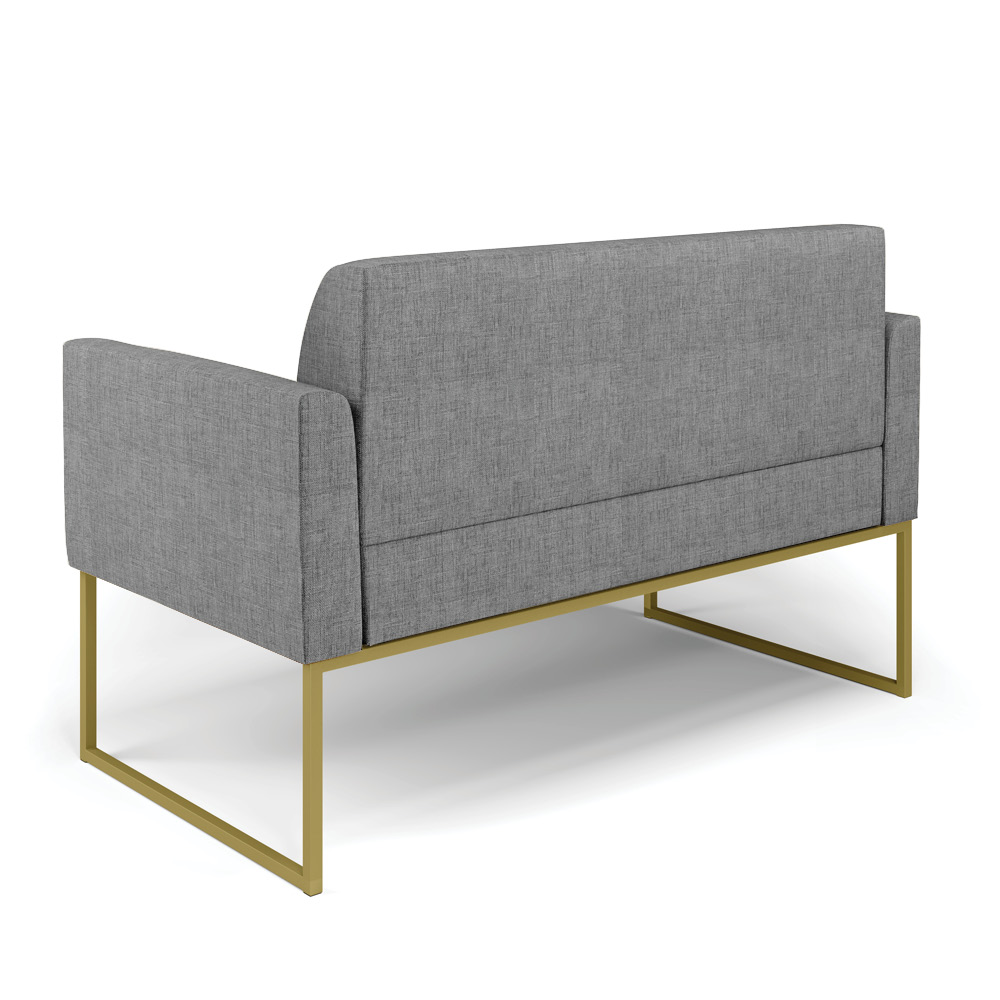 Sofá Namoradeira com 2 Poltronas Base Industrial Dourado Marisa Linho Grafite A26 D03 - D'Rossi