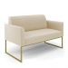 Sofá Namoradeira com 2 Poltronas Base Industrial Dourado Marisa Suede D03 - D'Rossi