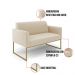 Sofá Namoradeira com 2 Poltronas Base Industrial Dourado Marisa Suede D03 - D'Rossi