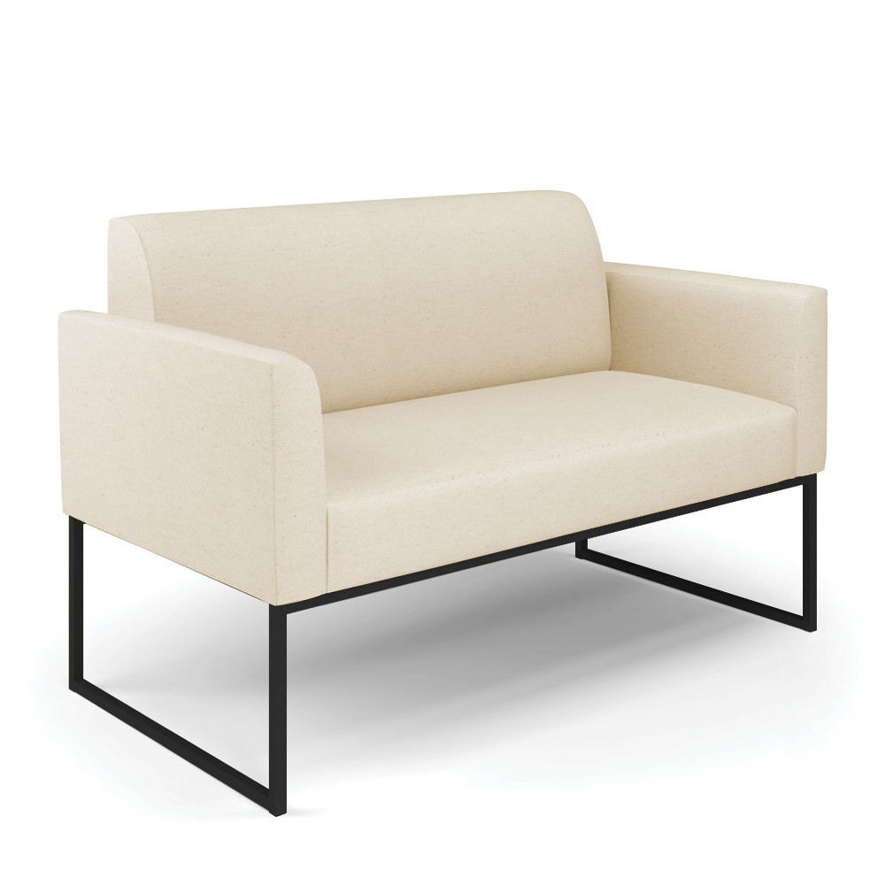 Sofá Namoradeira com 2 Poltronas Base Industrial Preto Marisa Linho D03 - D'Rossi
