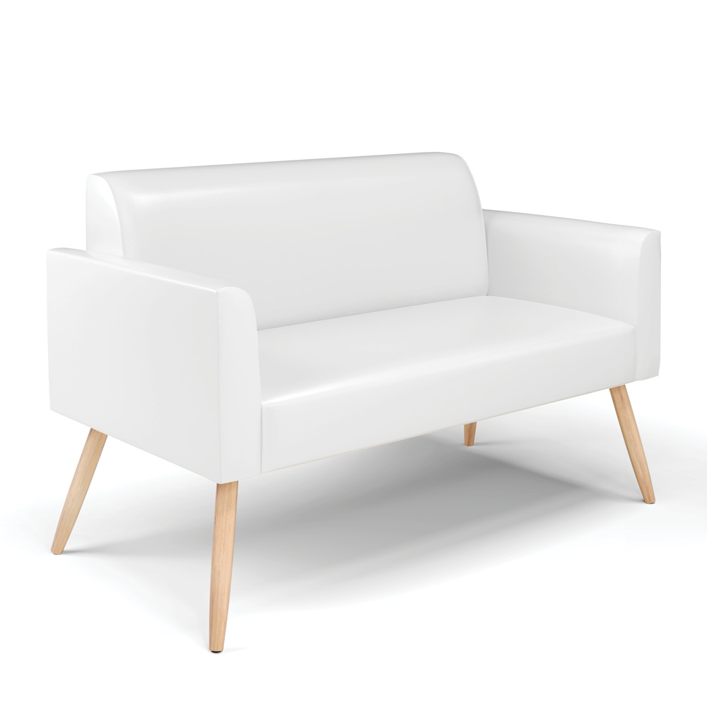 Sofá Namoradeira com 2 Poltronas Pés Palito Natural Marisa Corano Branco D03 - D'Rossi